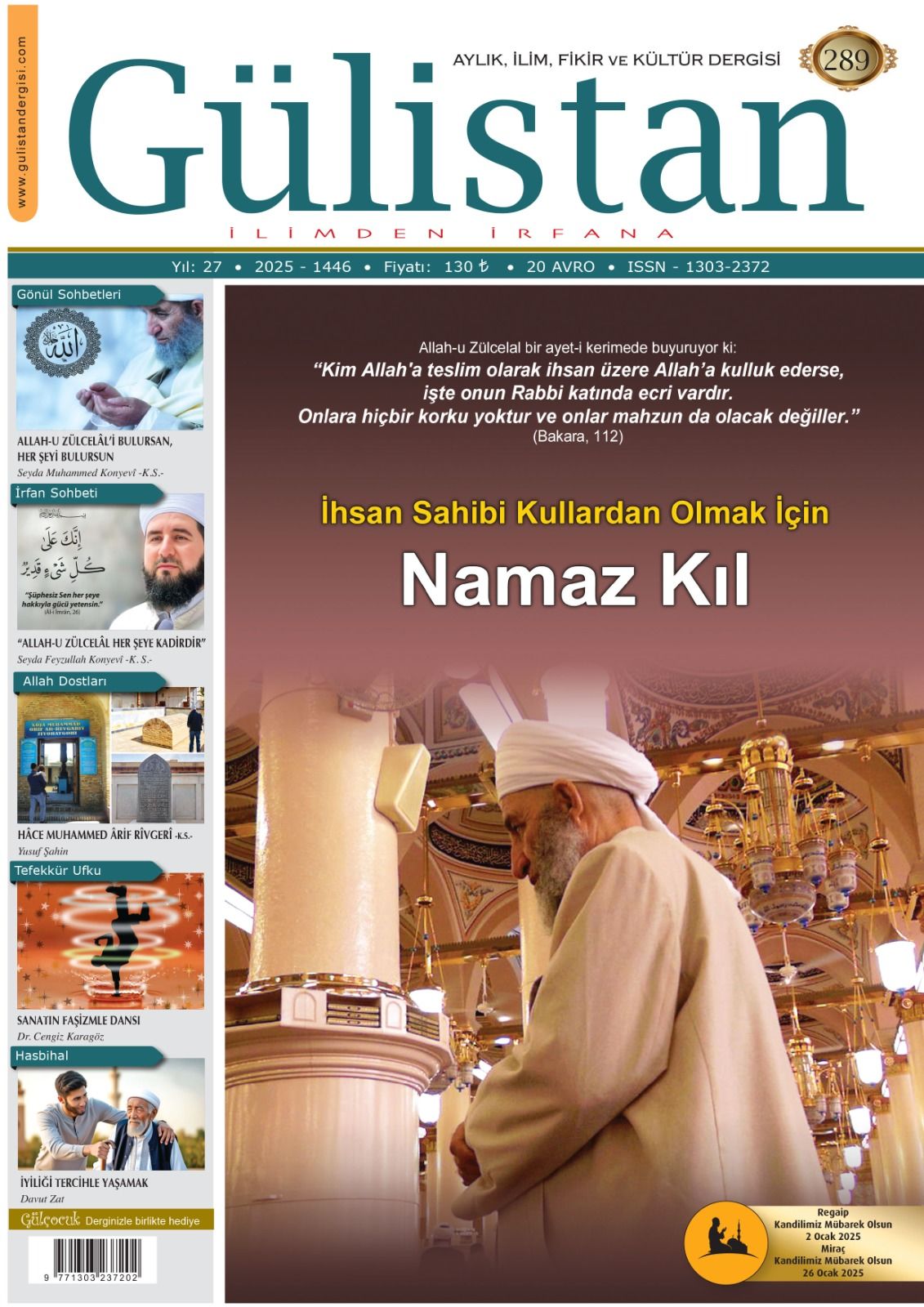 Aylık,İlim,Fikir ve Kültür Gülistan Dergisi 289. Sayı